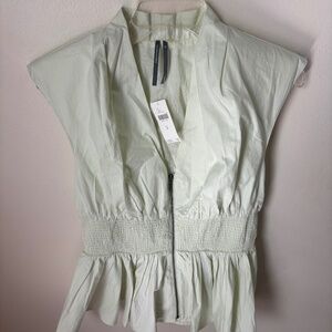 NWT Anthropologie The Tommie Cap sleeve Zip Shirt medium NWT